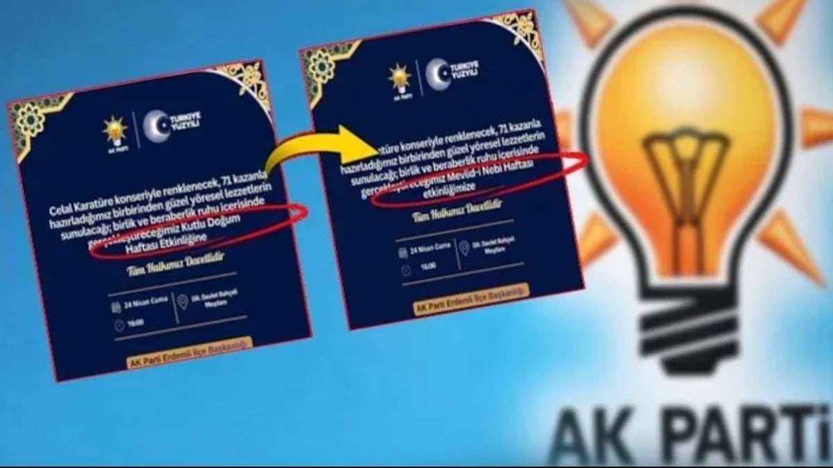AKP örgütü ‘Kutlu doğum’ dedi, son anda apar topar değiştirdi